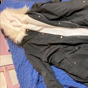 Black Coat with Faux Fur Lining